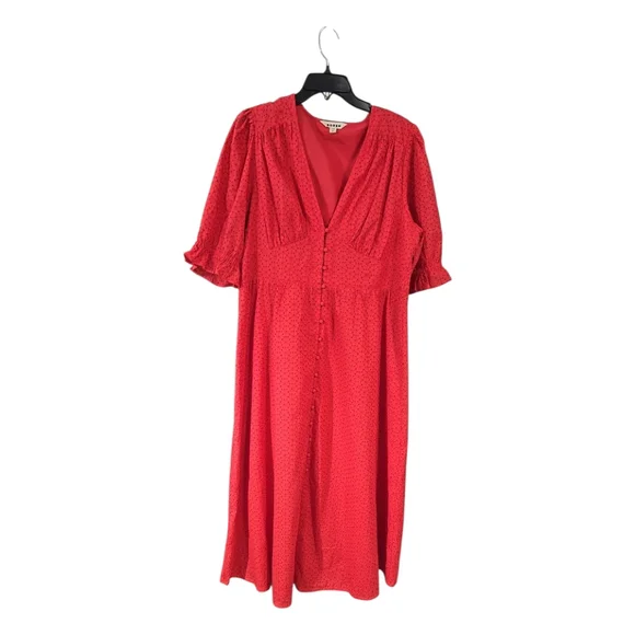 BODEN Broderie Women's Midi Tea Dress In Red Size 14 - Picture 2 of 12
